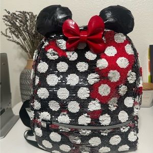 Disney Parks Minnie Mouse Ears Sequined Reversible Backpack